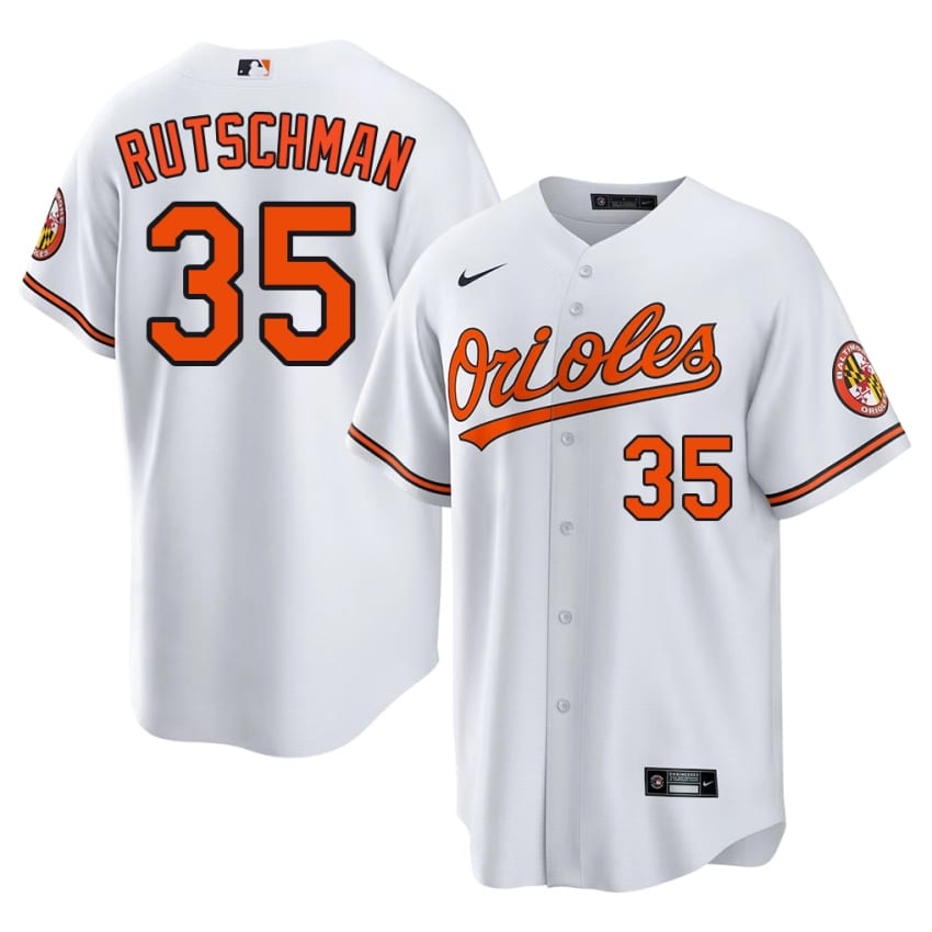 BAL Orioles Adley Rutschman White #35 Men Embroidery Jerseys 235321-610