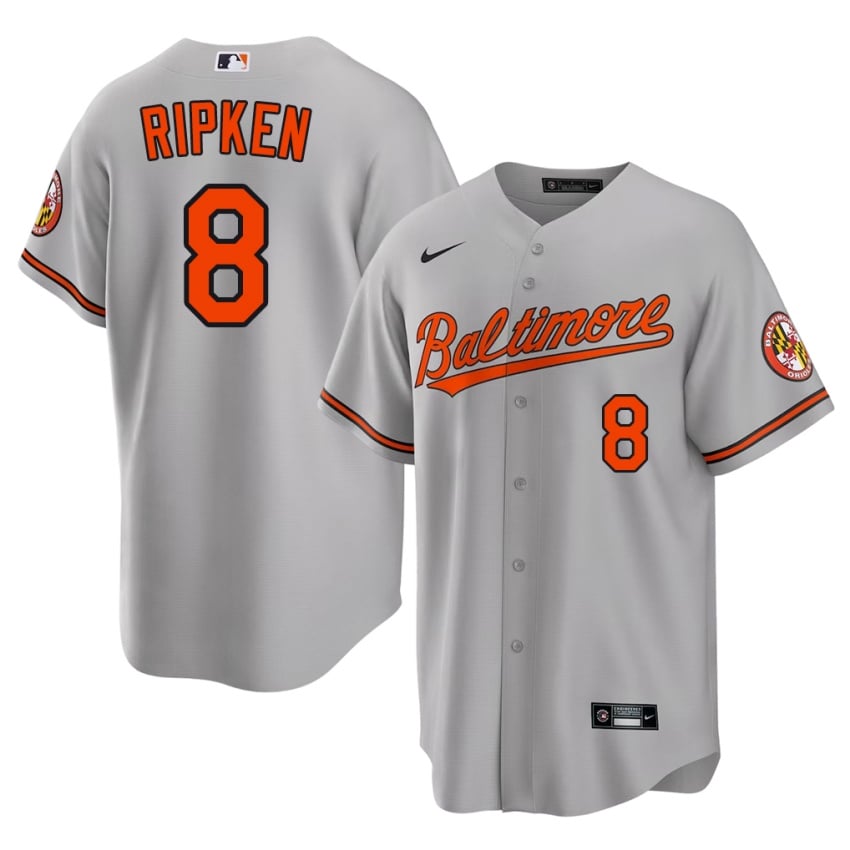 BAL Orioles Cal Ripken Jr. Gray #8 Mens New Jersey 670640-164