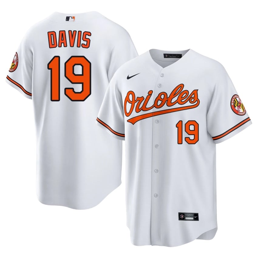 Baltimore O's Chris Davis White #19 Mens Replica Jersey 218505-923