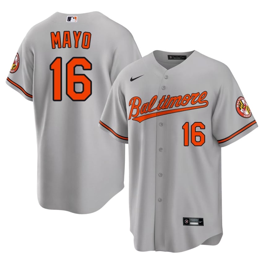 Orange Birds Coby Mayo Gray #16 Mens Official Jersey 547656-631