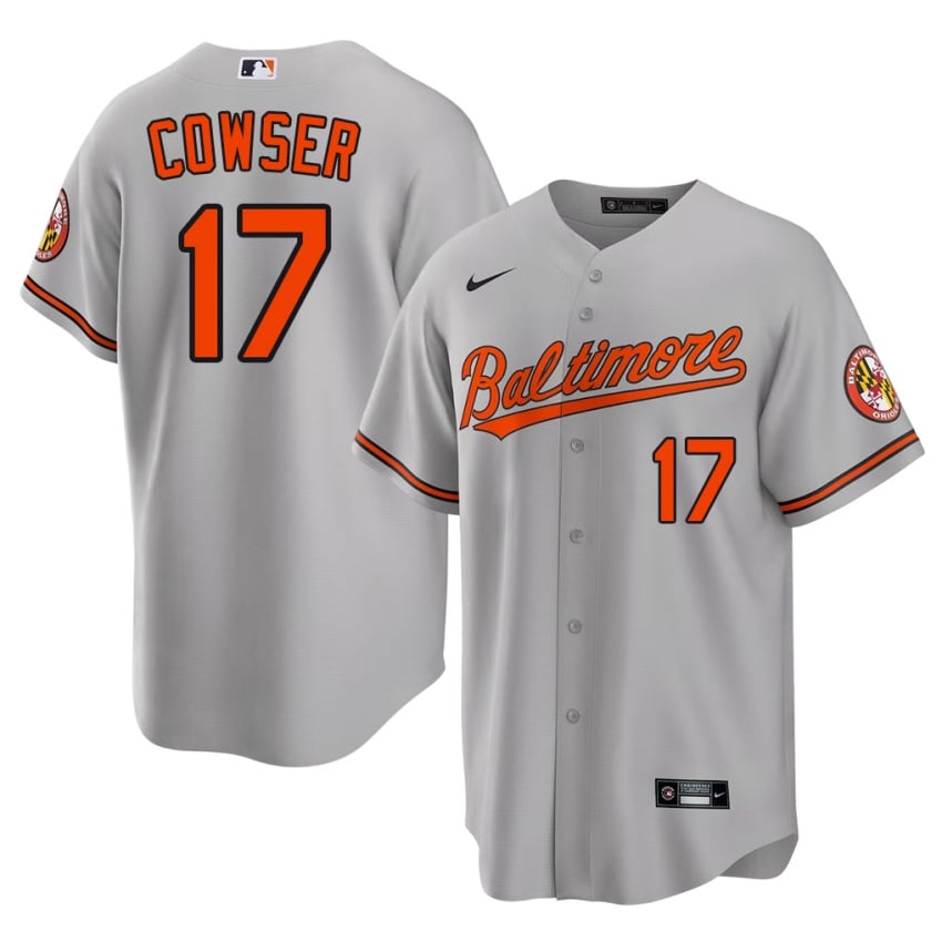 BAL Orioles Colton Cowser Gray #17 Mens Embroidery Jersey 125343-266