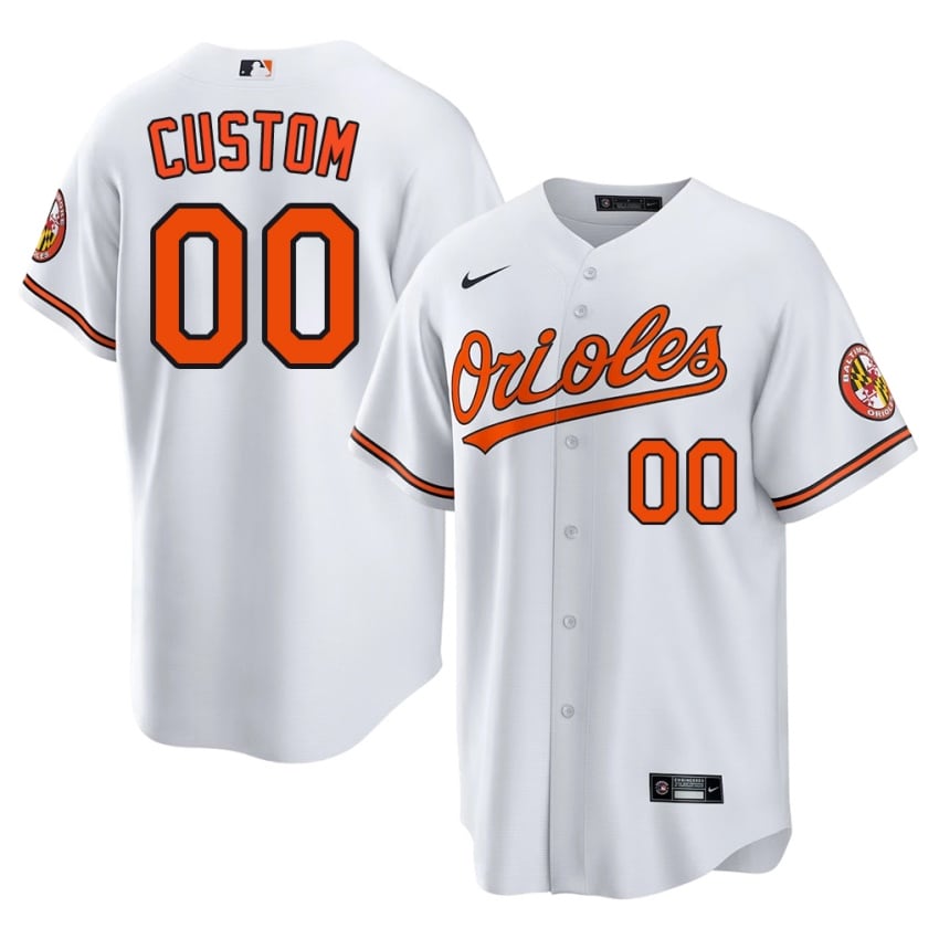 BAL O's Custom White #00 Men Replica Jersey 810215-467