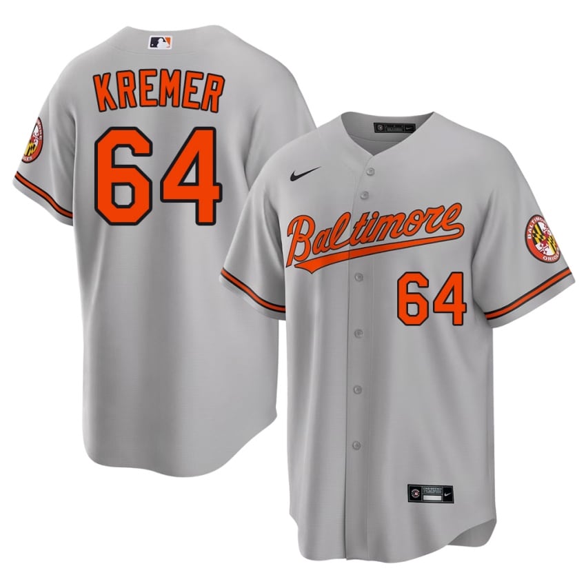 O's Dean Kremer Gray #64 Men's Popular Jerseys 195037-201