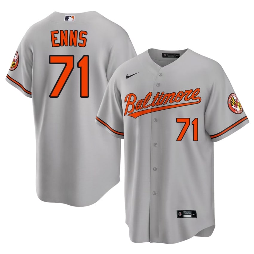 Baltimore O's Dietrich Enns Gray #71 Men's Limited Jersey 341646-147