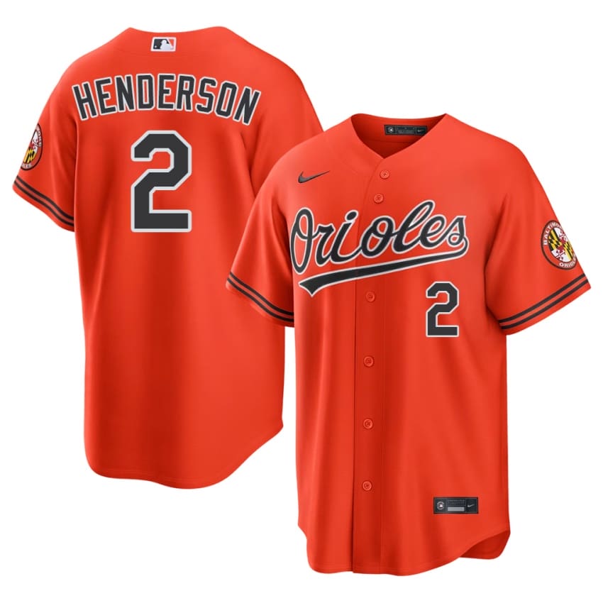 BAL O's Gunnar Henderson Orange #2 Men's Popular Jerseys 330300-755