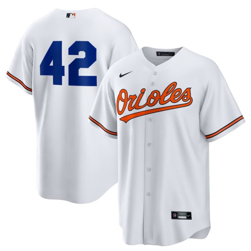 BAL O's Jackie Robinson Day White #42 Men's Player Jersey 664012-825