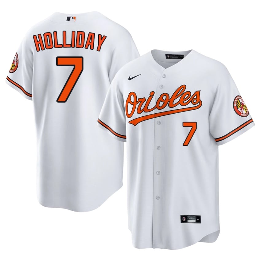 Baltimore Jackson Holliday White #7 Men's Embroidery Jersey 928411-690