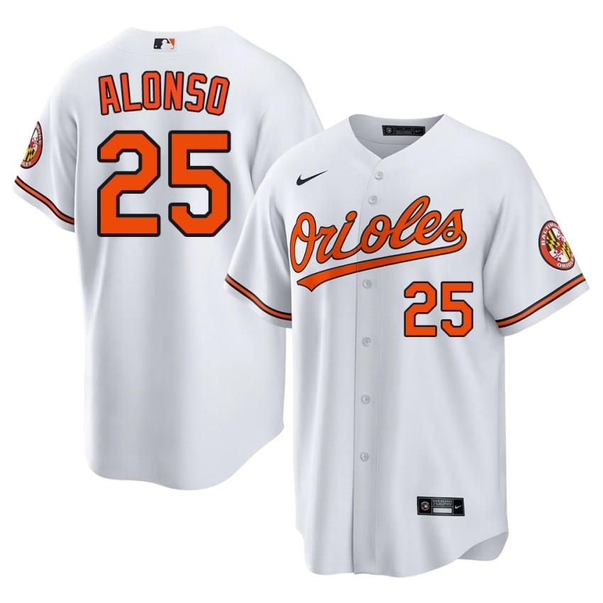 Orioles Pete Alonso White #25 Men Stitched Jerseys 104625-378