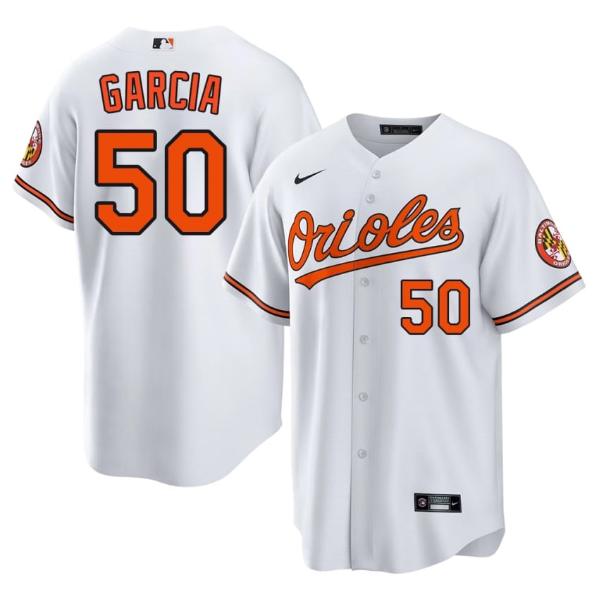 BAL Orioles Rico Garcia White #50 Men Stitched Jerseys 851761-197