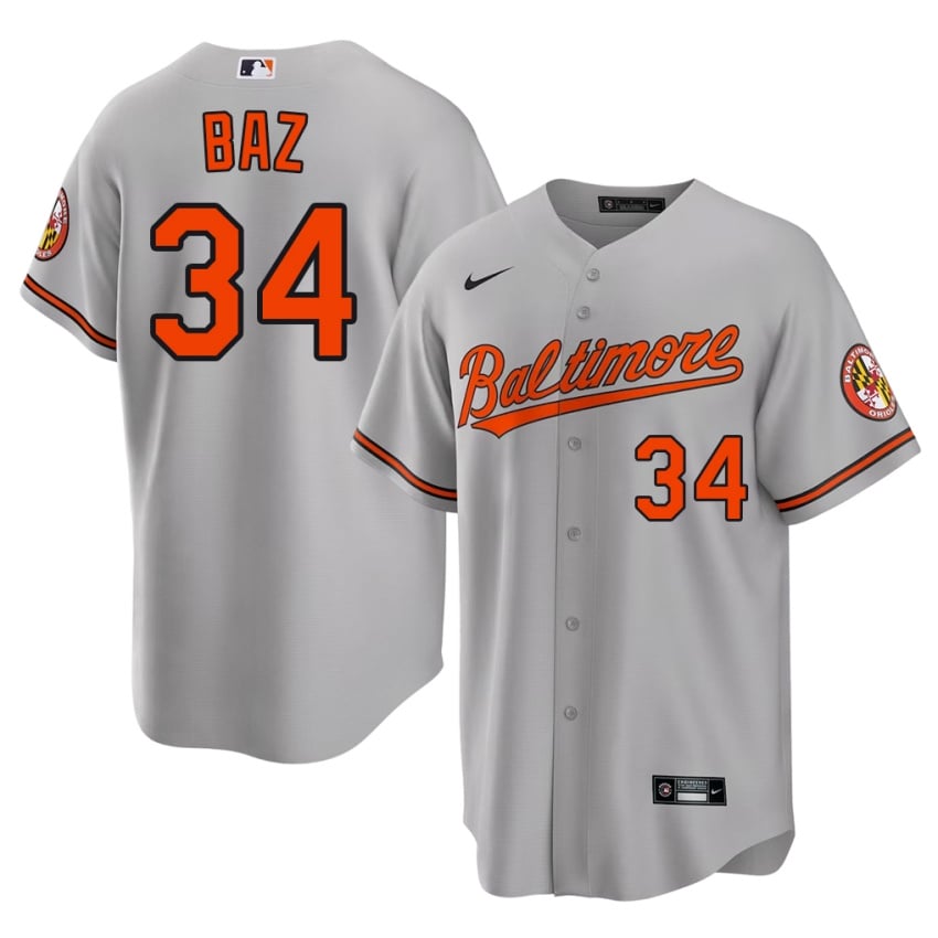 Baltimore Shane Baz Gray #34 Men Replica Jersey 775933-303