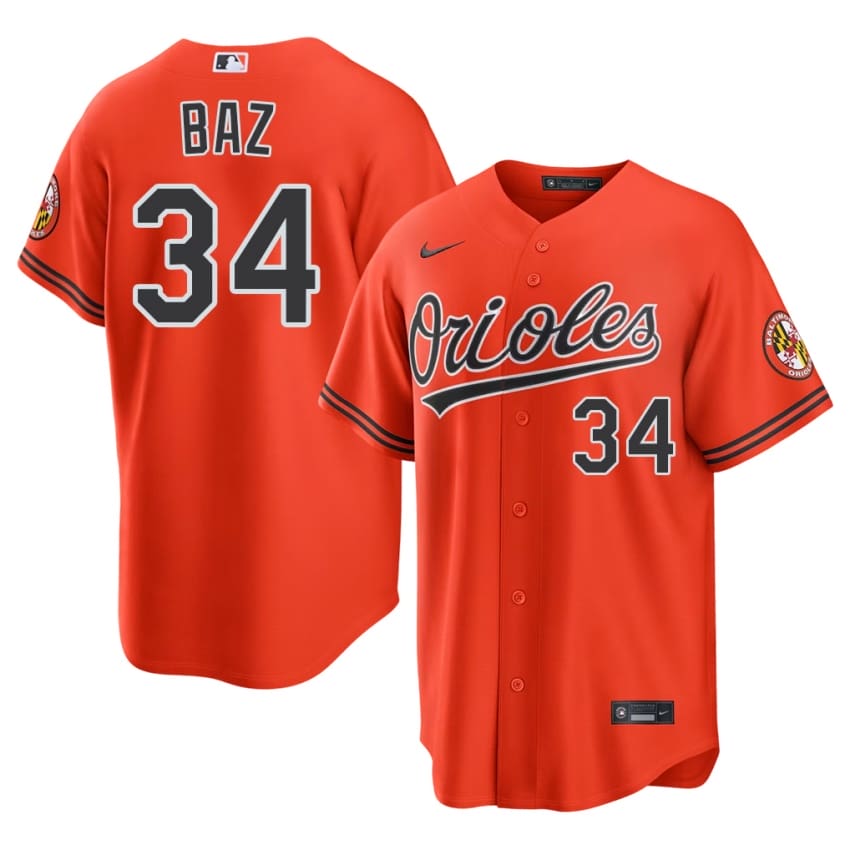 BAL O's Shane Baz Orange #34 Men Limited Jerseys 667749-873