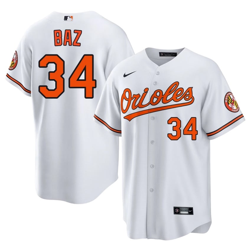 Baltimore Orioles Shane Baz White #34 Men's Official Jerseys 379491-390