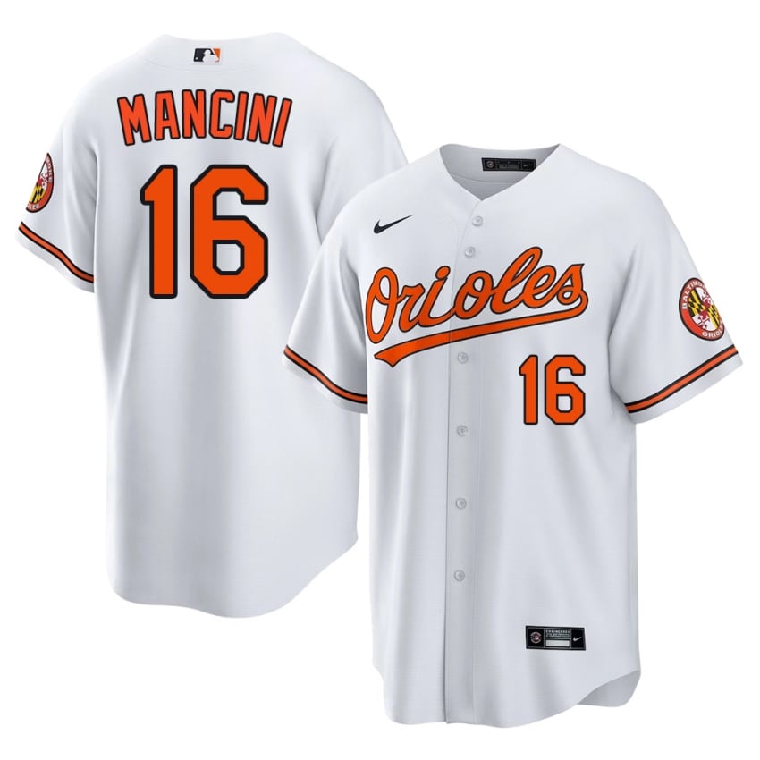 Birdland Trey Mancini White #16 Men Official Jersey 438544-550