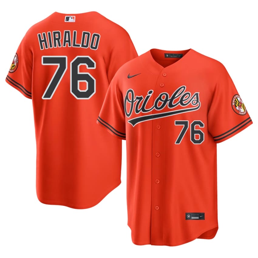 Baltimore Yaramil Hiraldo Orange #76 Mens Embroidery Jerseys 841247-996