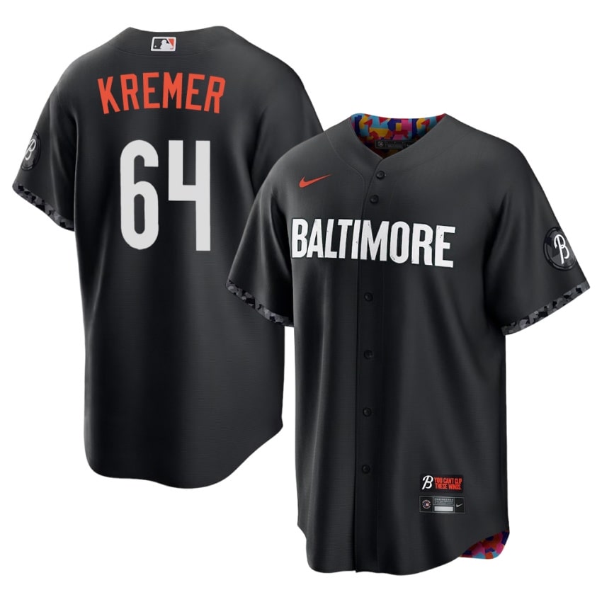 Baltimore O's Dean Kremer Black City Connect #64 Men Official Jersey 490939-998