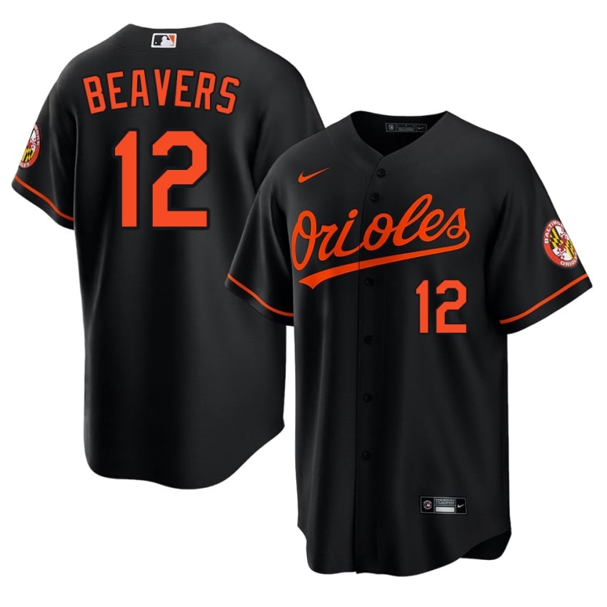 BAL Orioles Dylan Beavers Black #12 Men's Replica Jerseys 641324-659