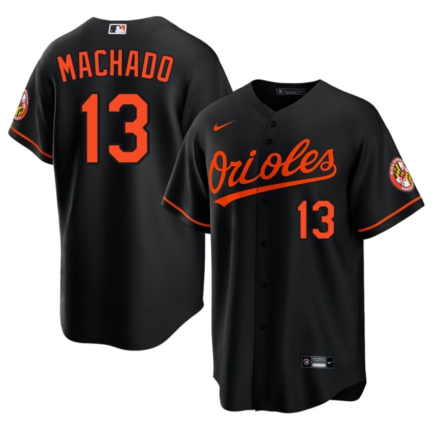 O's Manny Machado Black #13 Men's Embroidery Jersey 597174-862