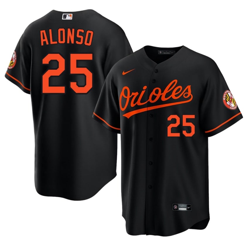Orange Birds Pete Alonso Black #25 Men's 2026-27 Jersey 636960-498