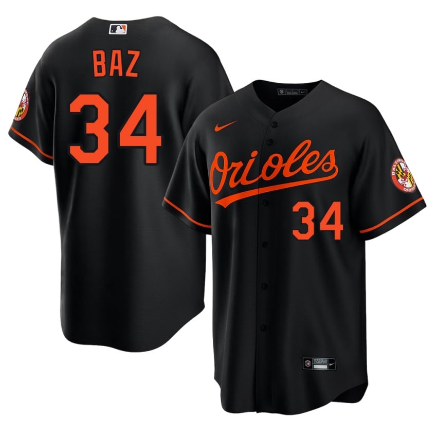 Orioles Shane Baz Black #34 Mens Replica Jersey 614117-370