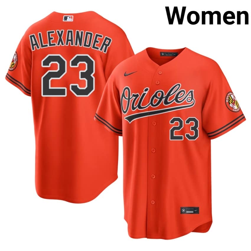 BAL Orioles Blaze Alexander Orange #23 Women MLB Jersey 577273-920