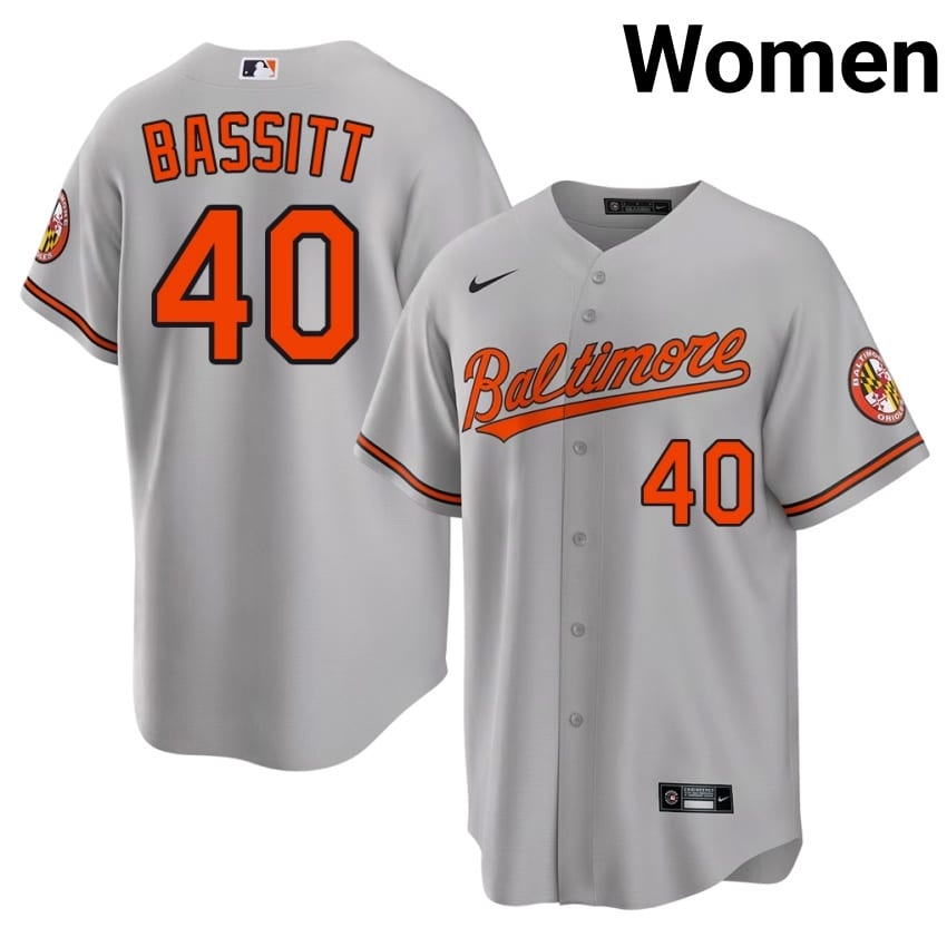 Orange Birds Chris Bassitt Gray #40 Women Authentic Jersey 776836-794