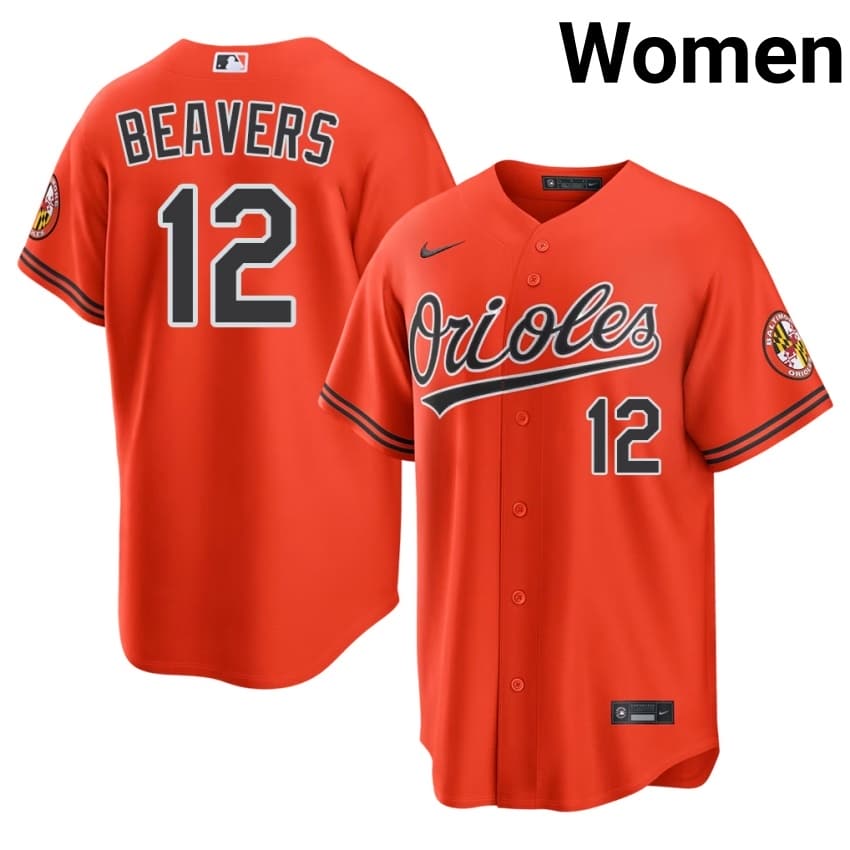 BAL O's Dylan Beavers Orange #12 Women Limited Jerseys 404078-871