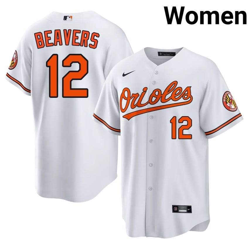 Baltimore O's Dylan Beavers White #12 Womens Stitched Jerseys 418351-758