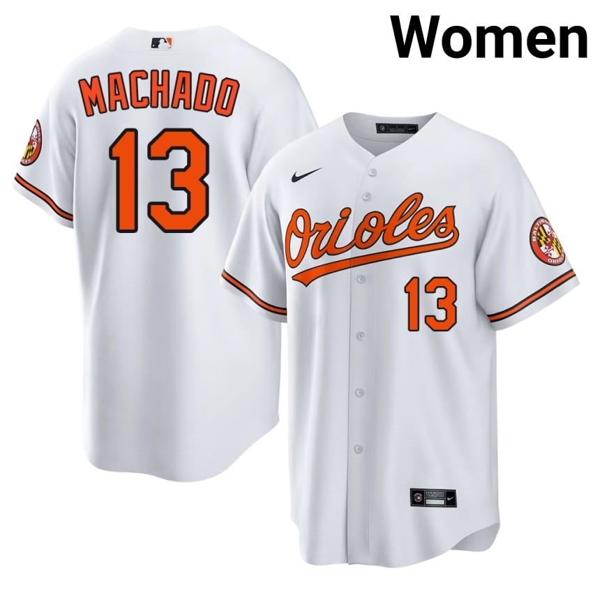 Baltimore O's Manny Machado White #13 Women's Authentic Jerseys 603727-204