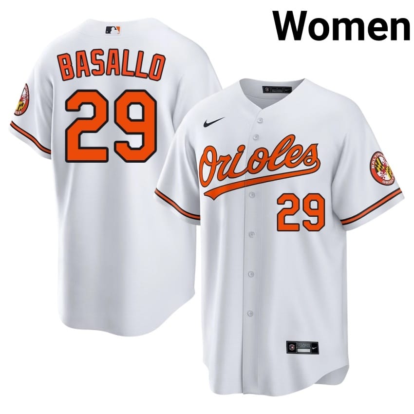 Baltimore O's Samuel Basallo White #29 Womens Authentic Jersey 717092-569