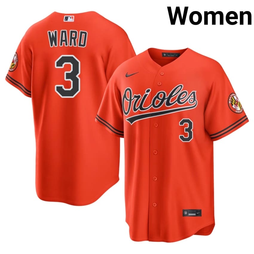 Orioles Taylor Ward Orange #3 Womens Game Jersey 330677-733