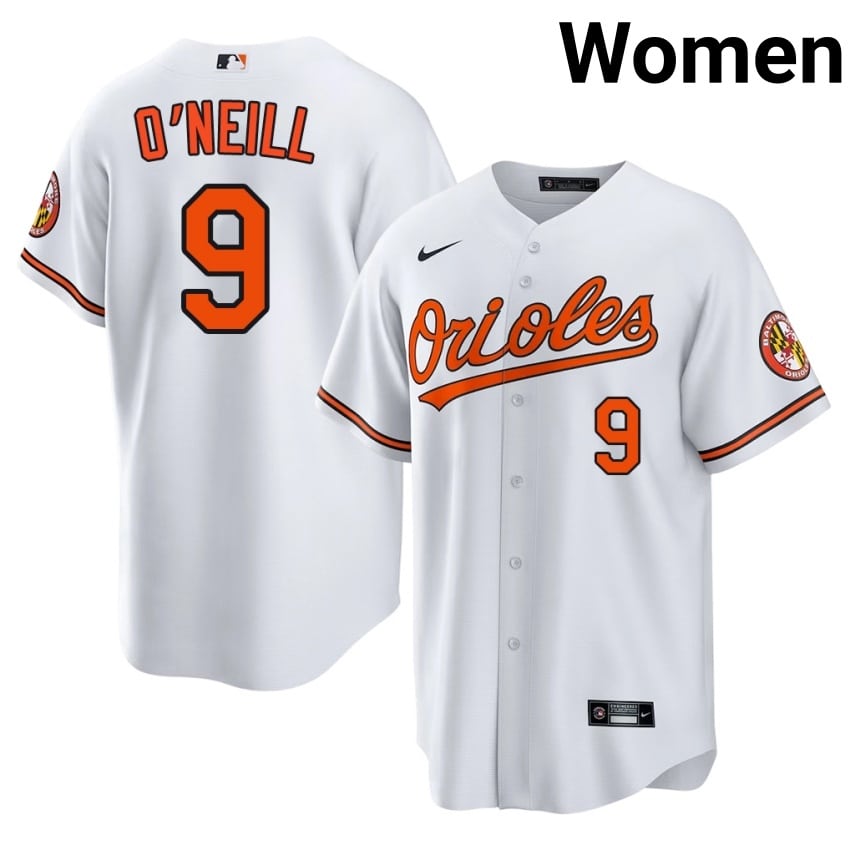 The Birds Tyler O'Neill White #9 Women's Player Jersey 388474-579