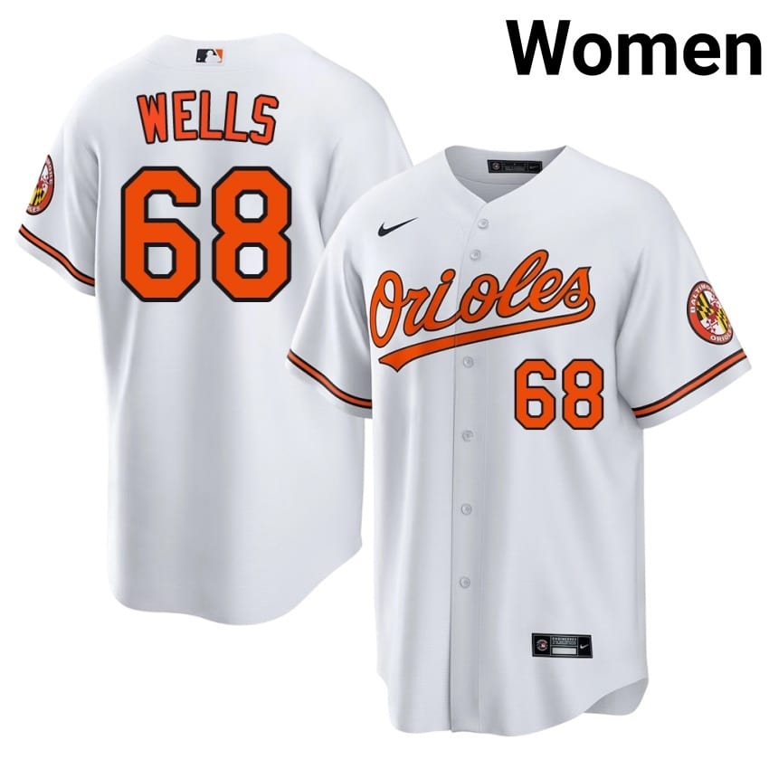 Orioles Tyler Wells White #68 Women's Replica Jersey 674346-295