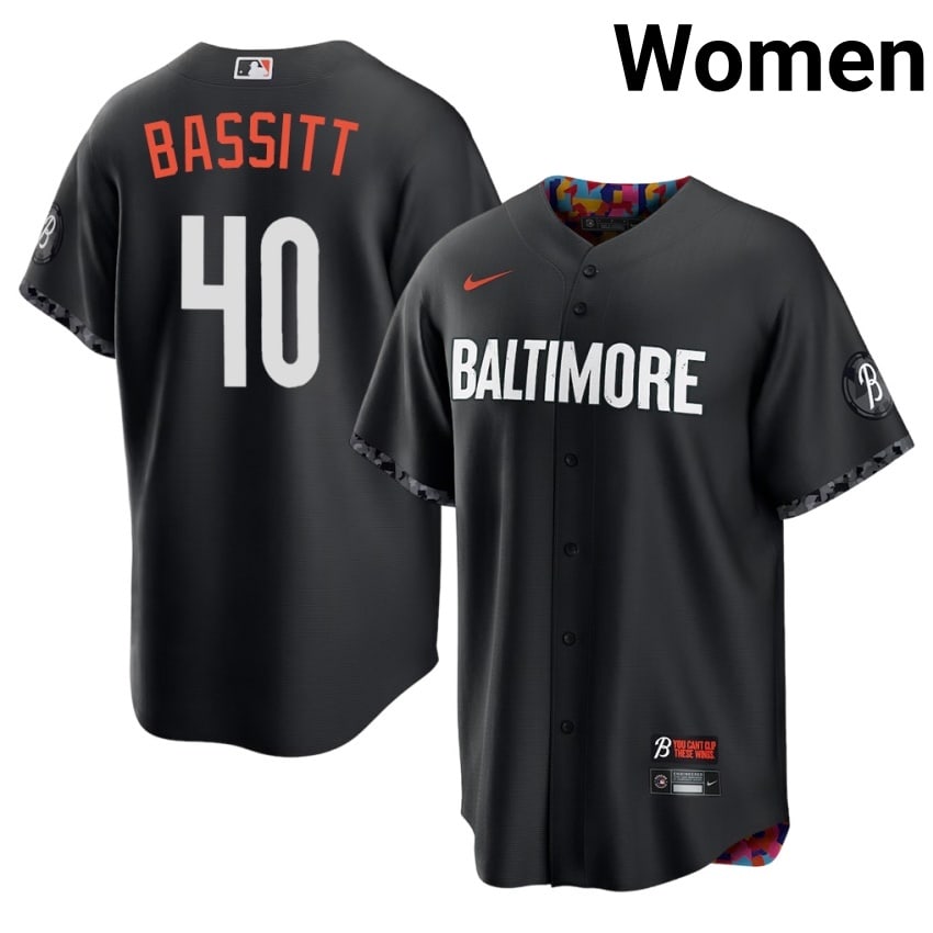 BAL Orioles Chris Bassitt Black City Connect #40 Women's Game Jersey 663466-732