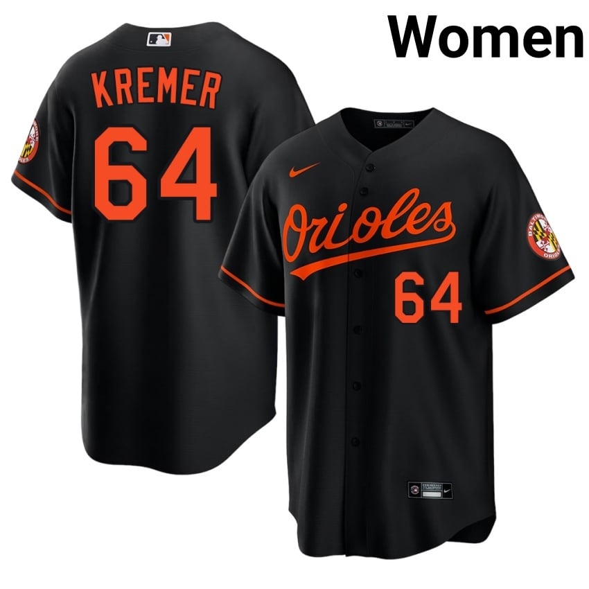 Birdland Dean Kremer Black #64 Women Stitched Jersey 196076-120