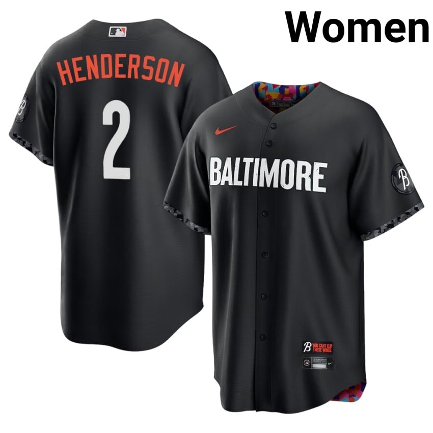 O's Gunnar Henderson Black City Connect #2 Womens Embroidery Jerseys 141336-528