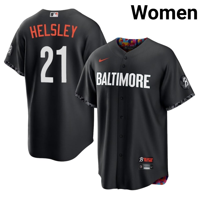 Orioles Ryan Helsley Black City Connect #21 Women's Stitched Jersey 509407-510