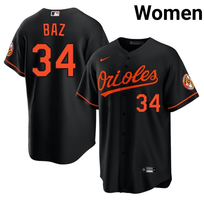 The Birds Shane Baz Black #34 Women's MLB Jerseys 736385-802