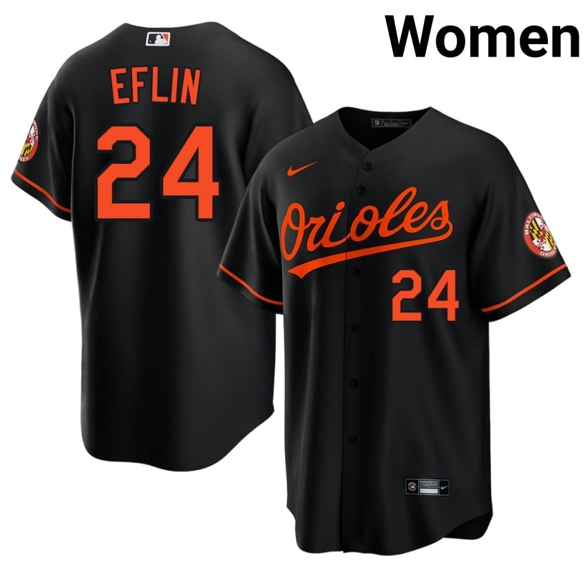 Baltimore Orioles Zach Eflin Black #24 Women's Embroidery Jerseys 167908-795