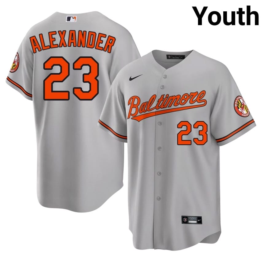 BAL O's Blaze Alexander Gray #23 Youth Stitched Jerseys 375135-190