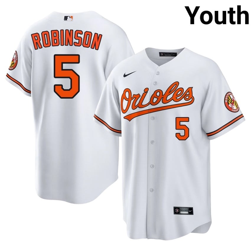 Birds Brooks Robinson White #5 Youth Authentic Jerseys 482093-379