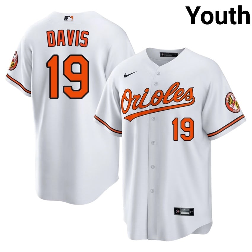BAL O's Chris Davis White #19 Youth Popular Jerseys 845844-431