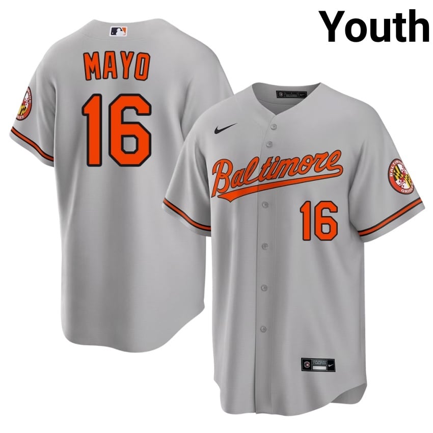 BAL O's Coby Mayo Gray #16 Youth 2026 Jersey 678463-287
