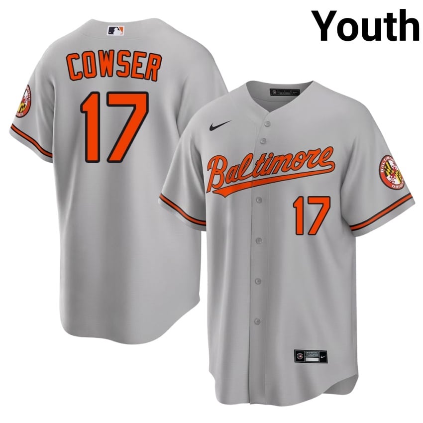 Orioles Colton Cowser Gray #17 Youth New Jersey 783267-322