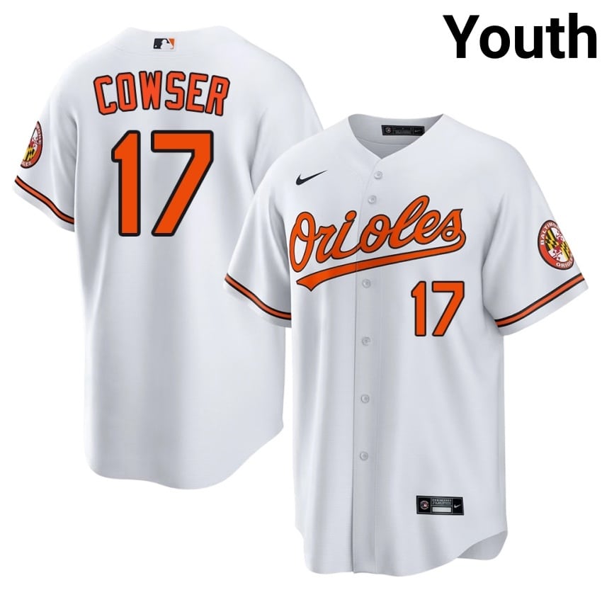 BAL Orioles Colton Cowser White #17 Youth 2026 Jersey 533587-955