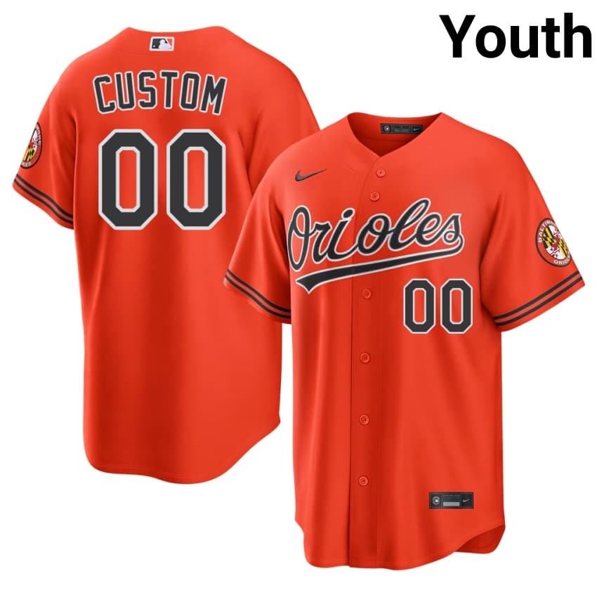 BAL O's Custom Orange #00 Youth Stitched Jersey 266555-961