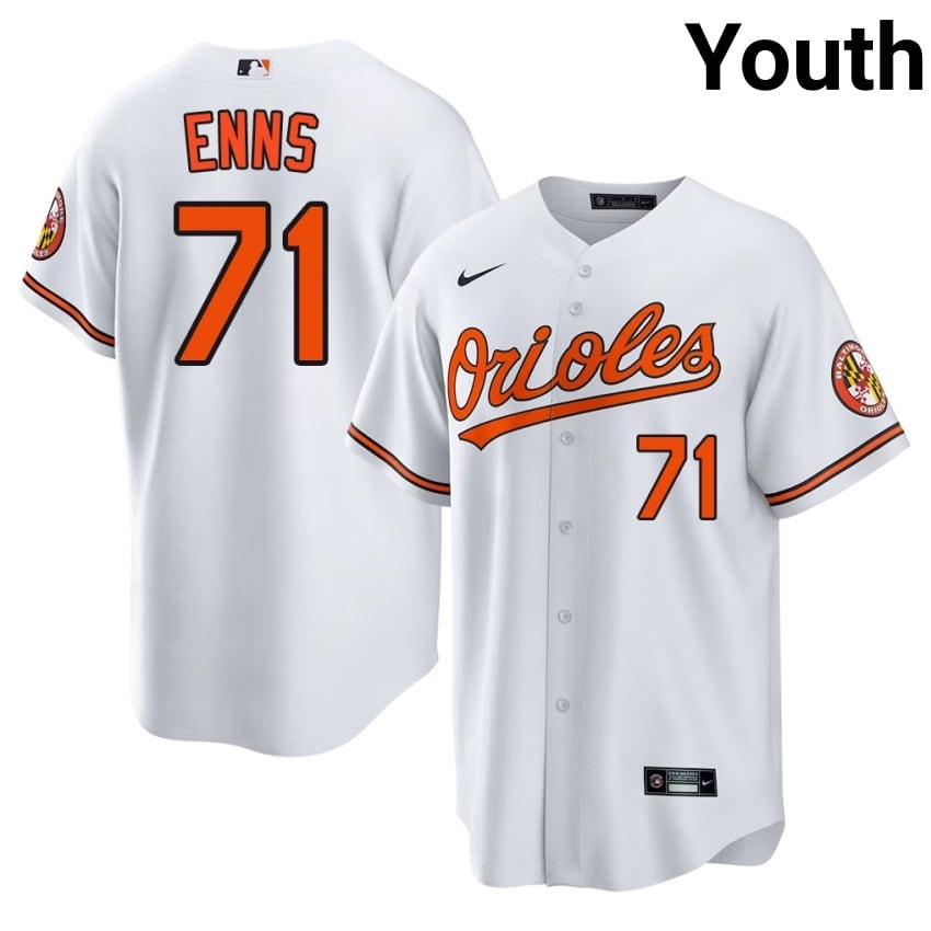 Baltimore O's Dietrich Enns White #71 Youth Limited Jersey 310020-472