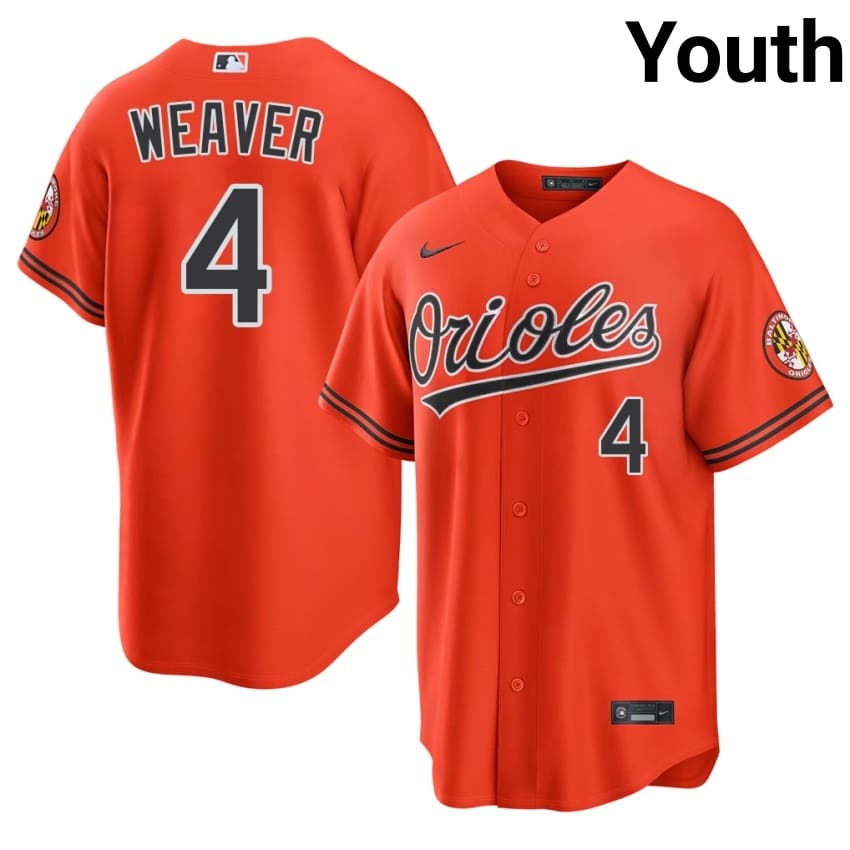 BAL O's Earl Weaver Orange #4 Youth Stitched Jerseys 656381-786