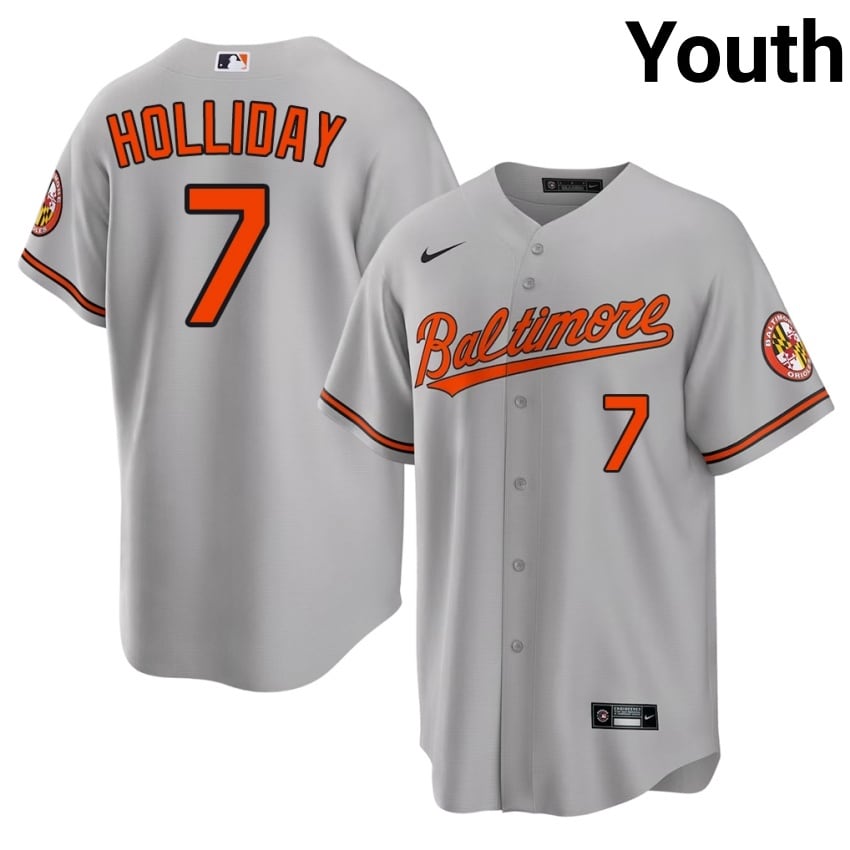 BAL Orioles Jackson Holliday Gray #7 Youth Embroidery Jerseys 109489-189