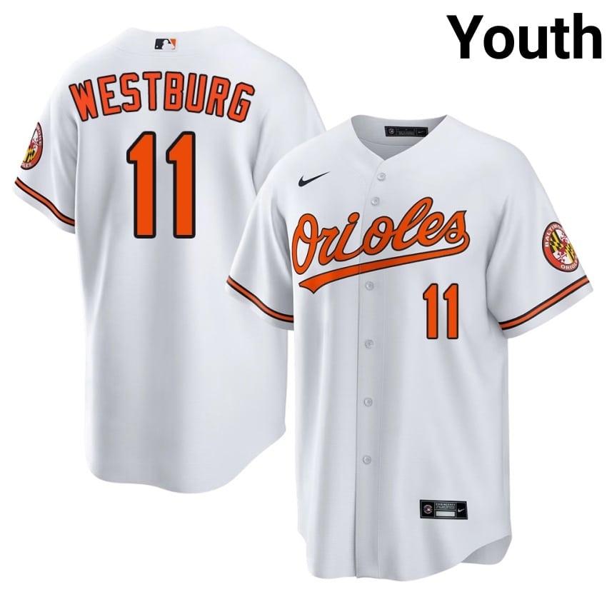 Birds Jordan Westburg White #11 Youth Player Jersey 560427-801