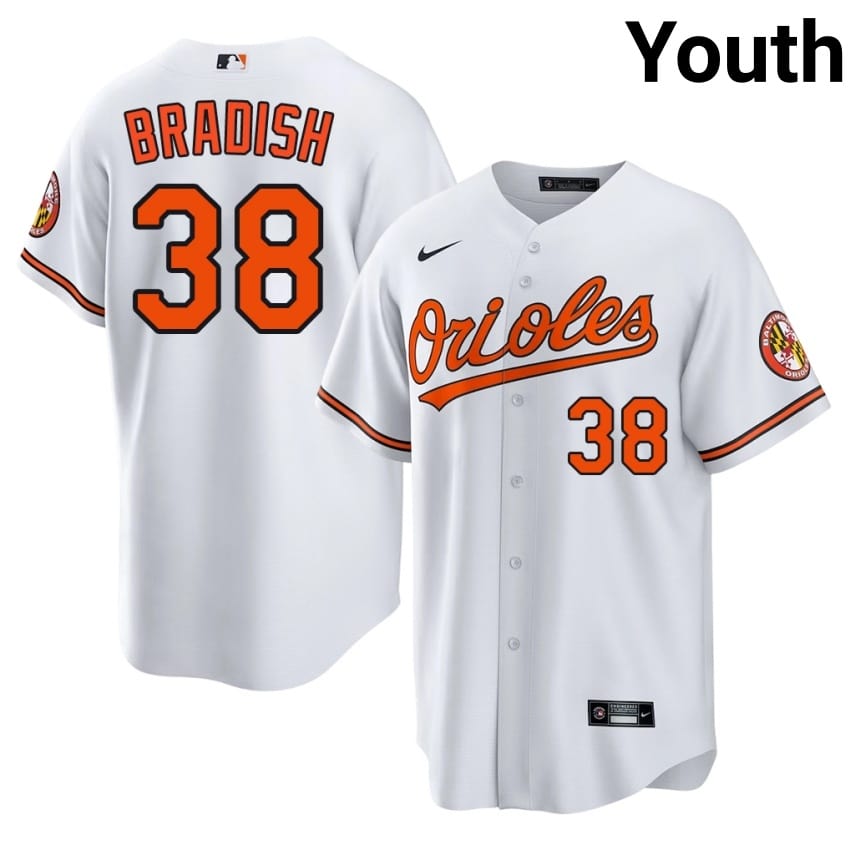 The Birds Kyle Bradish White #38 Youth MLB Jersey 627876-256